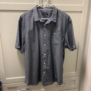 LOGAN HILL Slim Fit Cuffed Short Sleeves Blue-Gray Button Down Shirt XL